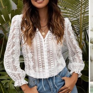 White lace boho blouse